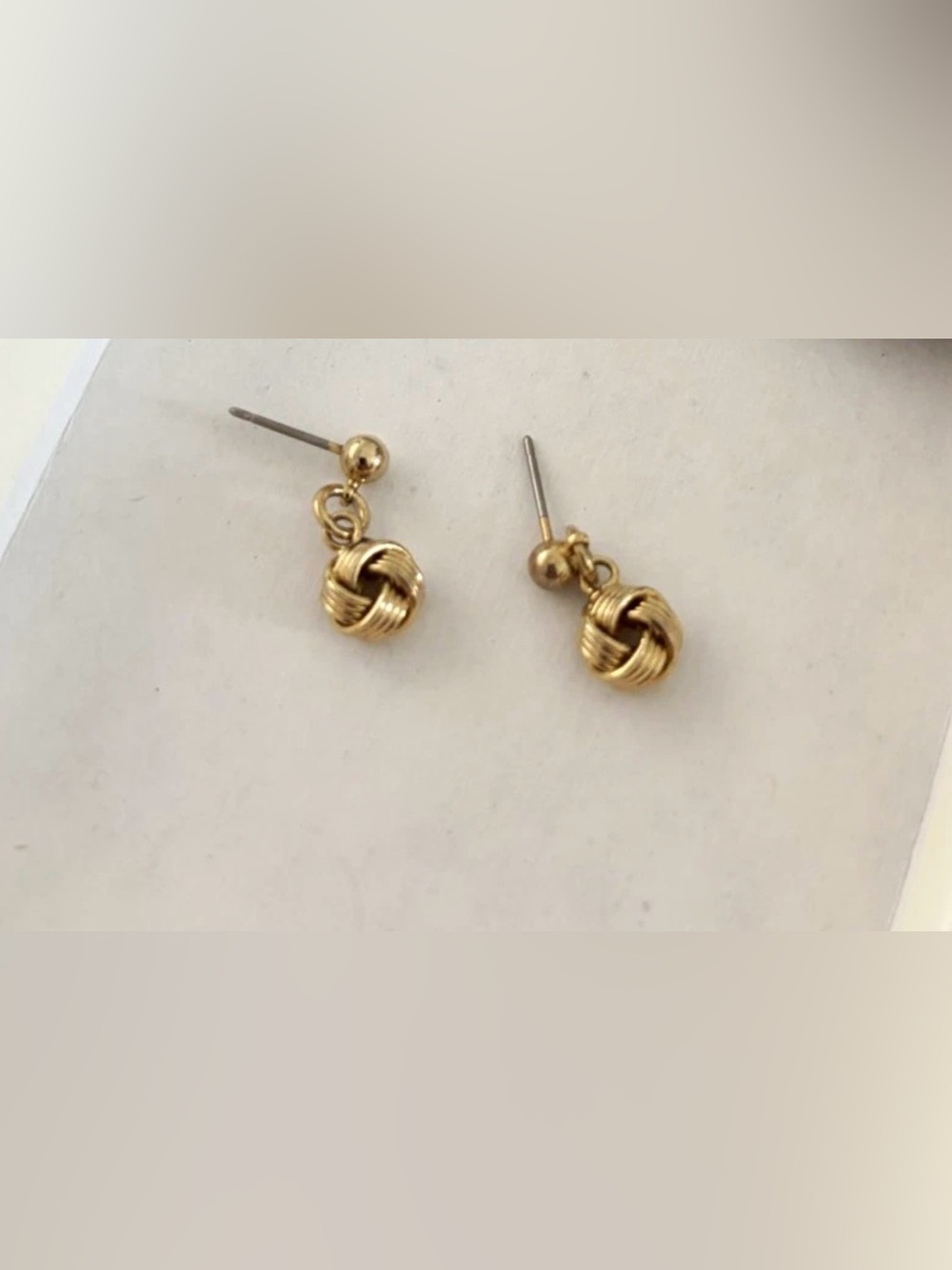 Vintage Gold Tone Knot Stud Dangle/Drop Earrings - Metal, Butterfly Back